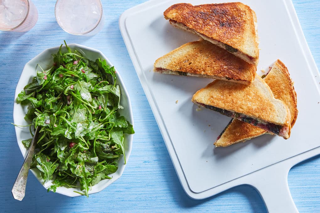 White Cheddar Grilled Cheese with Cherry Preserves & Basil