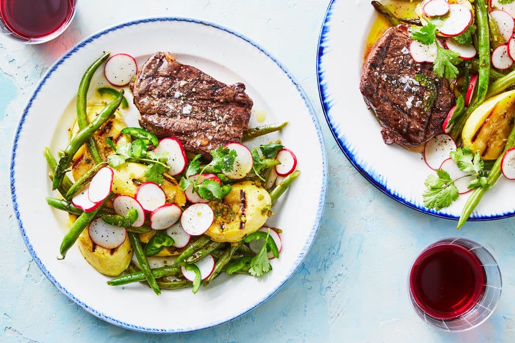 Grilled Steak & Vegetables with Cilantro-Jalapeño Dressing
